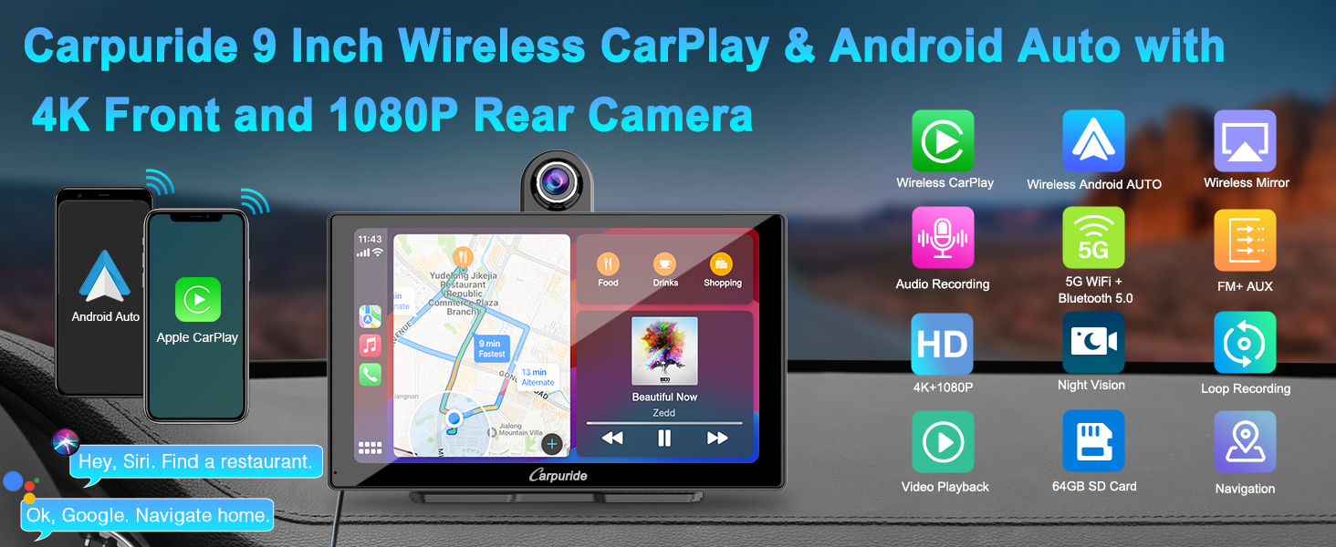 Carpuride W905 Wireless Apple Carplay Android Auto Car Keystone 4