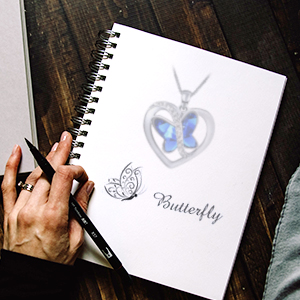 love heart butterfly necklace