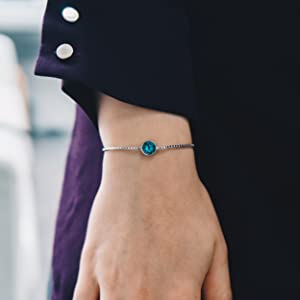 Philip Jones December (Blue Topaz) Birthstone Bracelet Created with Austrian Crystals
