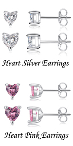 Heart Stud Earrings Set