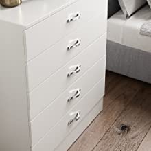 Vida Designs Riano 5 Drawer Chest, White