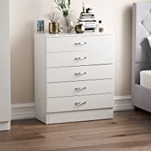 white Riano 5 drawer chest