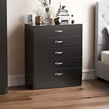 black Riano 5 drawer chest