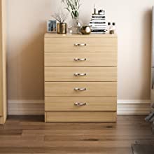 Vida Designs Riano 5 Drawer Chest, Pine