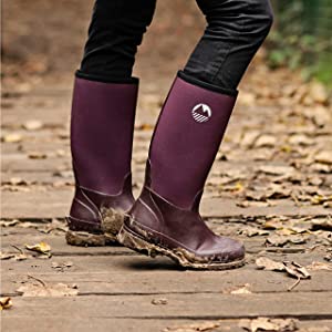 Womens ladies wellingtons wellies boots neoprene waterproof warm yard walking muck steel comfy