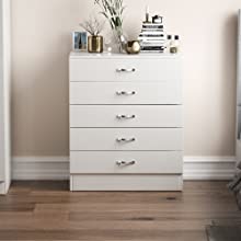 Vida Designs Riano 5 Drawer Chest, White