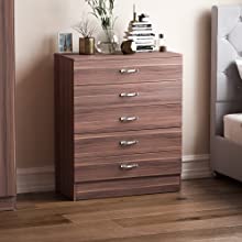 walnut Riano 5 drawer chest