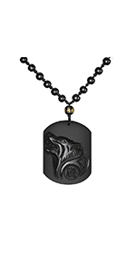 Obsidian Wolf Head Pendant Genuine Natural Stone