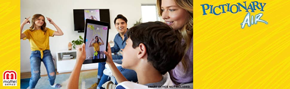 Pictionary Air Drawing Game, Family Game with Light-up Pen and Clue Cards, Links to Smart Devices