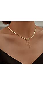 Gold Boho Necklace Butterfly Beaded Choker Necklace Herringbone Necklace Butterfly Pendant Chain