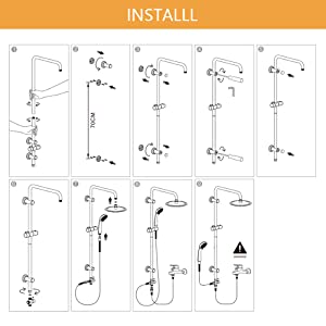 shower diverter system shower riser rail mixer shower kit with hand shower & round top head shower