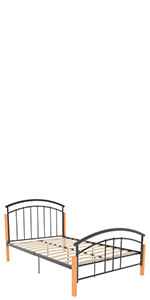 Vida Designs Venice Small Double Metal & Wood Bed, Black