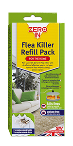 zero in, flea killer, monitor, poison-free, fleas, pets, dog, cat, glue trap, ticks, pet bed, refill