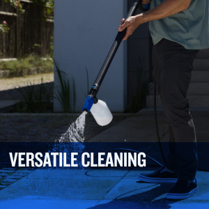 Nilfisk Versatile pressure washer with rough and gentle nozzles
