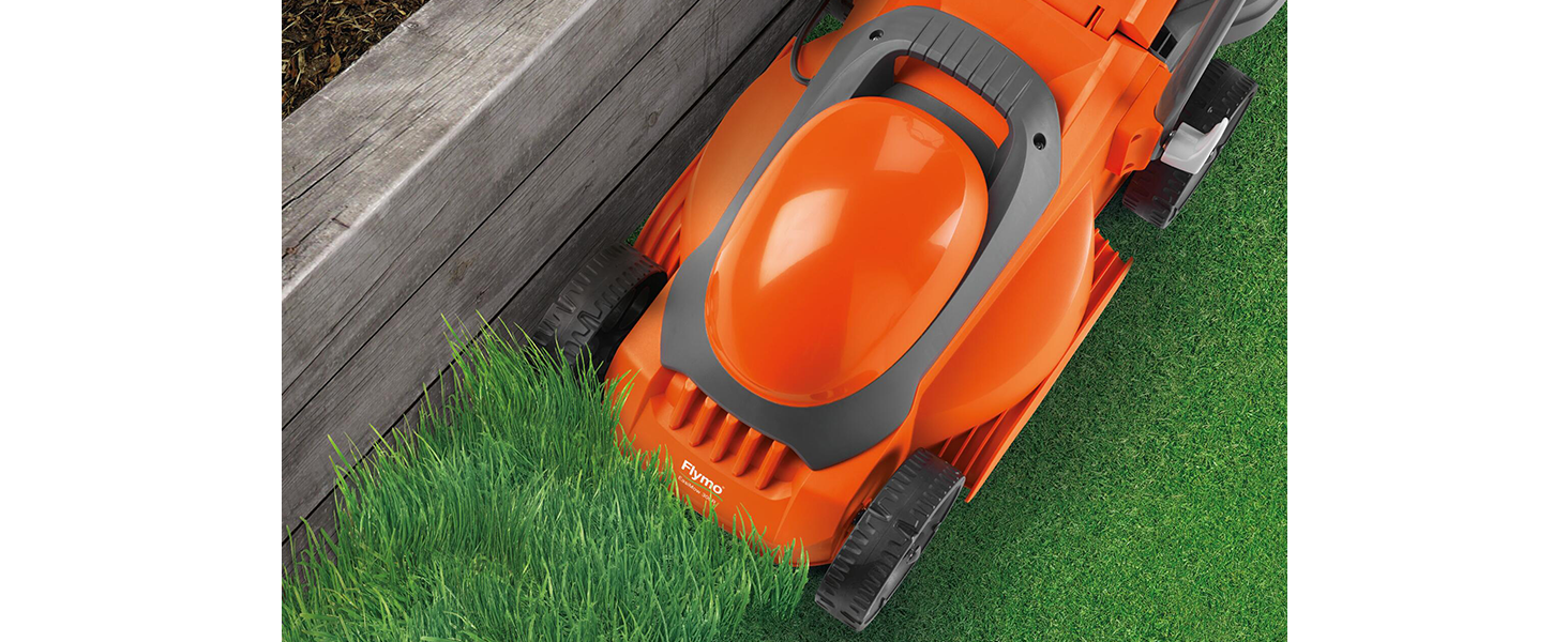 Designed to allow cutting close along borders and flowerbeds - meaning less trimming required.
