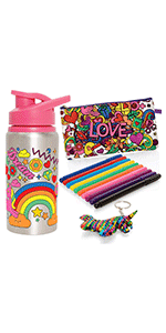 colour in water bottle and pencil case arts crafts kits kids 