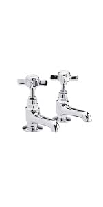 basin, taps, tap, hot, col, sink, bathroom, crosshead, handle, traditional, chrome, brass