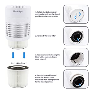 silent night 55dB decibel quiet noise sleep better how to nights HEPA filter table bed bedside