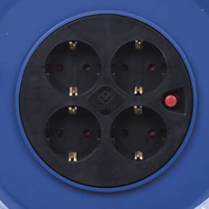 EMOS, cable reel, overheating protection, thermal circuit breaker, IP44, cable clip, cable holder.