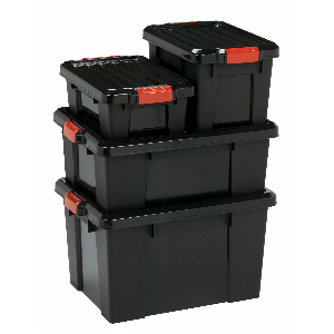 Storage boxes with click closure, Power Box by Iris Ohyama