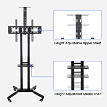 TV stand with two height adjustable shelves