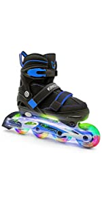 Kingdom GB Metro flash LED lightup Wheels Inline Skates for kids junior black blue
