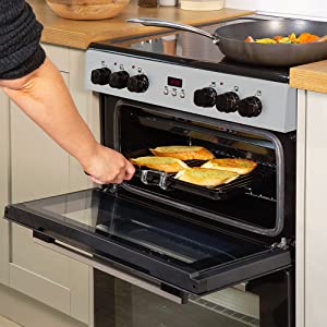 RH60EDOEH6001SS 60cm x 60cm Electric Cooker, Double Oven with Ceramic Hob in Stainless Steel