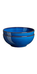 Denby Imperial Blue 2 Piece Coupe Cereal Bowl Set