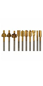 10PCS Titanium Coat HSS Router Bits Set