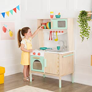 Kitchen kitchenette imagination role play chef baking cooking discover food eating b toys toddlers