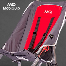 Soft seat cushioning and 5 point adjustable harness on the mobiquip elise special needs stroller