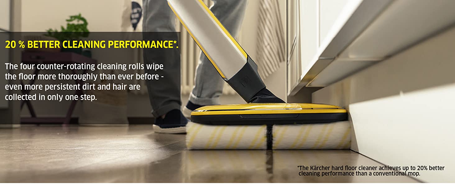 The FC 7 Cordless removes dust and spills in no time at all - with 50%* time savings