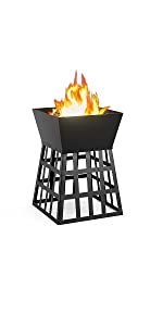 Fire Pit Fire Bowl with Grill Rack and Poker Portable Garden Outdoor Patio for BBQ Camping Picnic