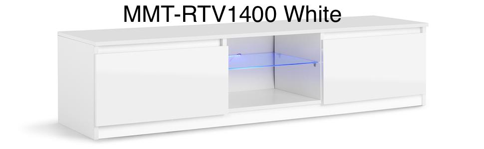 MMT Furniture Designs White TV Cabinet RTV1400 140cm long