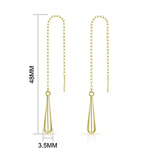 Gold Sterling Silver Teardrop Thread Earrings