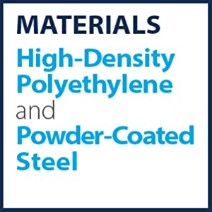 polyethylene, contoured for comfort, and designed for durability. Powder-coated steel
