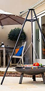 La Hacienda Chimenea Fire Outdoor Garden Patio Cooking Wood Log Party Handmade Handpainted Stand