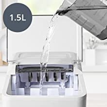 water, fill, up, filling, refill, jug, 1.5, 1.5L, litre, 1500ml, pour, tank, ice, cubes, bullets,