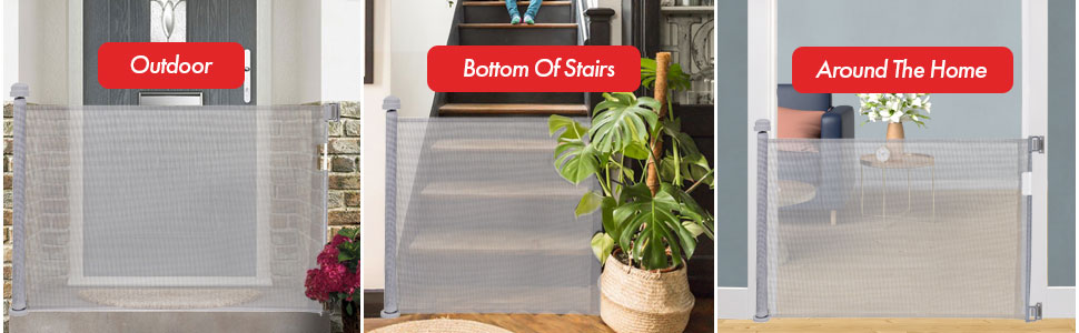 Callowesse Air 2 Retractable Safety Gate suitable for Babies and Pets, Mesh Stair Gate