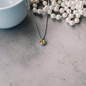 Philip Jones November (Topaz) Birthstone Necklace Created with Austrian Crystals