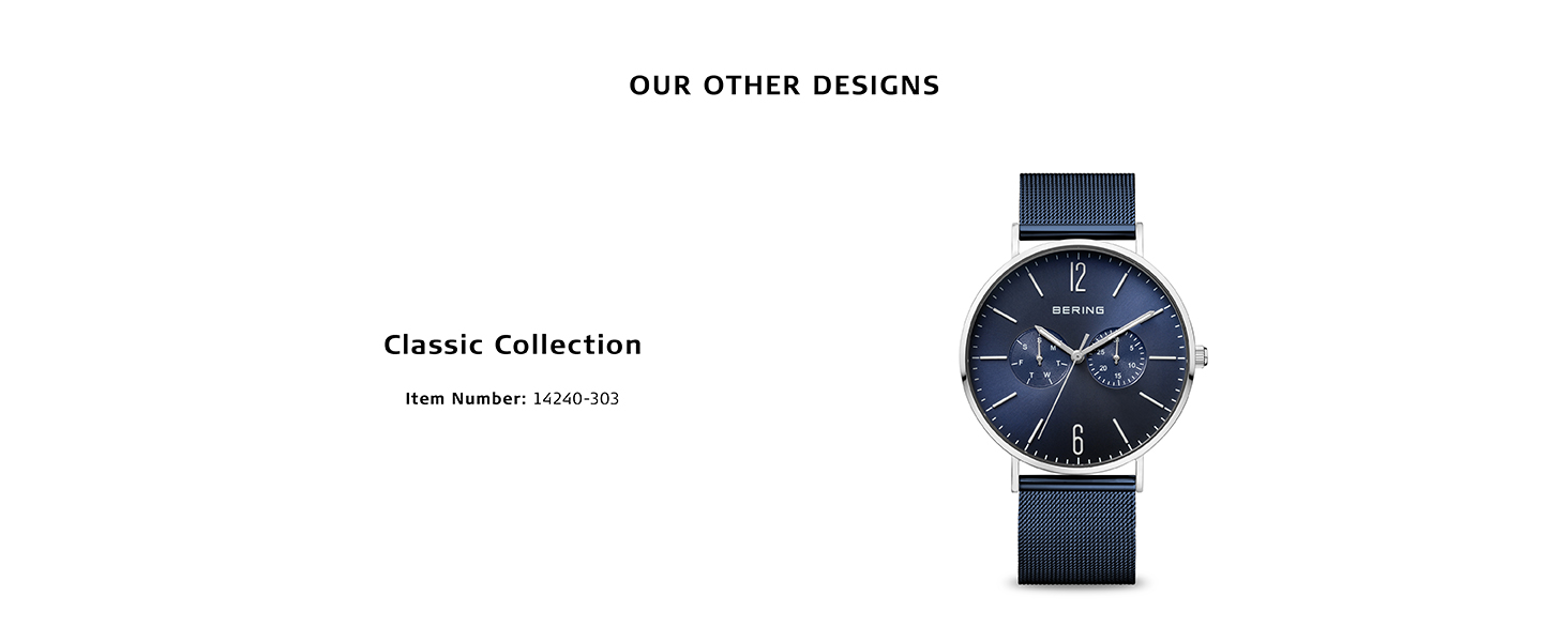 Bering Men's Women's Watch Strap Quartz Sapphire Glass Watch Slim Unisex Behring Skagen Ceramic