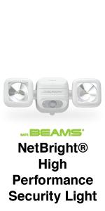 wireless networked security lights, dual head networked spotlights, netbright, led security lights