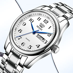 olevs quartz analog quartz movement waterproof stainless steel double day date women famale watch
