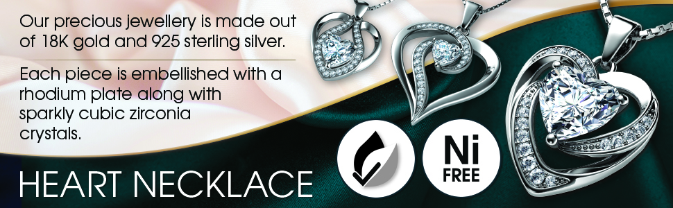Silver heart necklaces