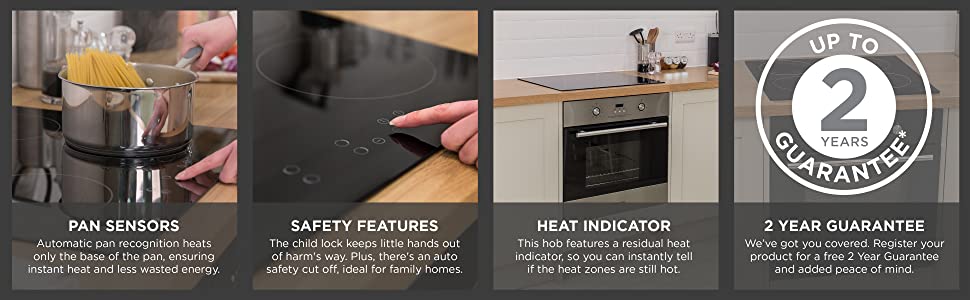 Russell Hobbs 60cm wide induction hob 4 cooking zones