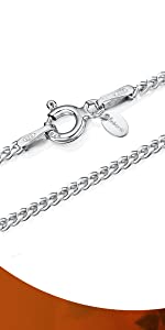 Amberta 925 Sterling Silver 1.5 mm Curb Chain Necklace 16