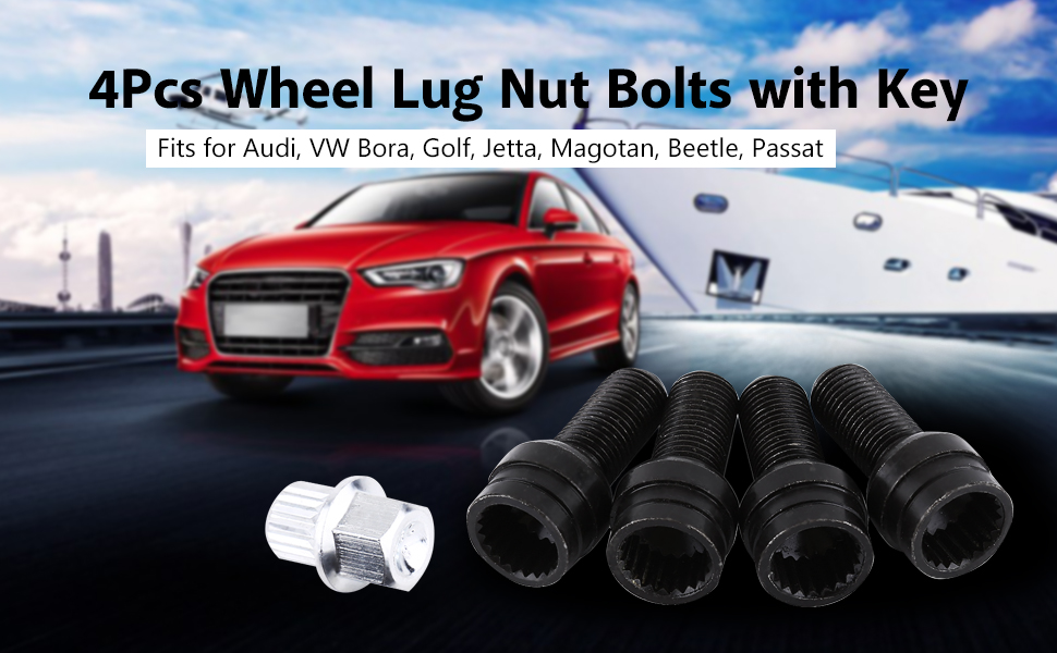 4+1 M14*1.5MM Black Steel Wheel Bolt & Lock Lug Nut Set