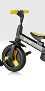 black and yellow balance bike folding