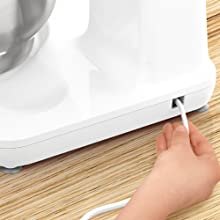 Close up of cord storage 