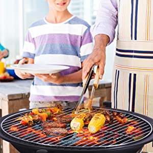 Fire Pit Fire Bowl with Grill Rack and Poker Portable Garden Outdoor Patio for BBQ Camping Picnic